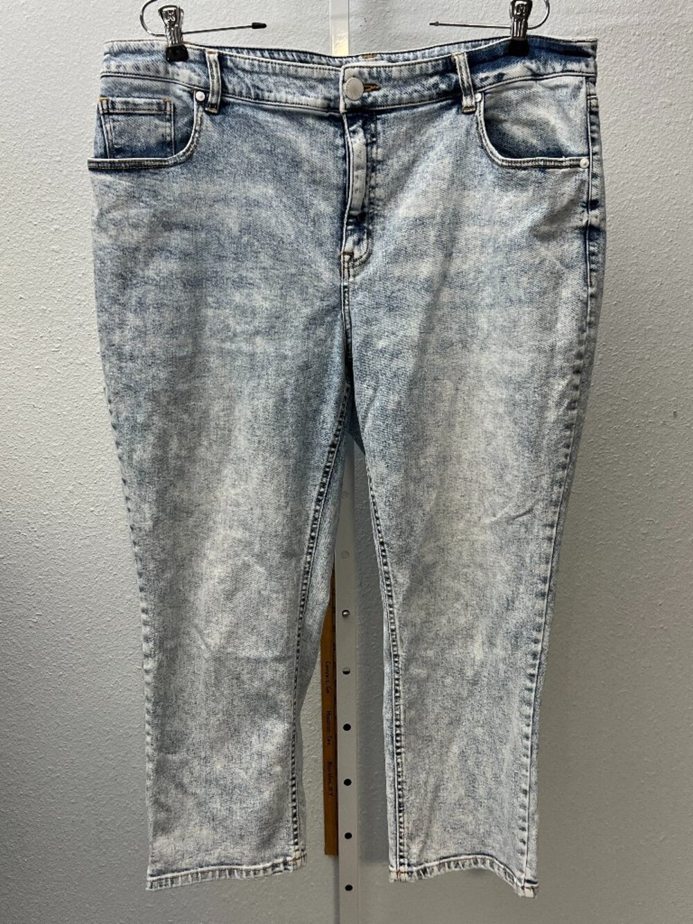 Y2K Lane Bryant Acid Washed Stretch Hi-Rise Girlfriend Straight Crop Jeans SZ 18